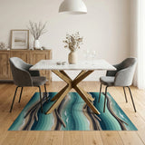 Teal Waves Driftwood Coastal Area Rug