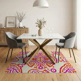 Vibrant Orange Pink Heritage Tribal Area Rug