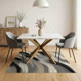 Abstract Brushstroke Area Rug in Neutral Tones