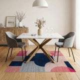 Bold Geometric Pink Navy Area Rug