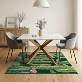 Teal Cactus Garden Southwestern Area Rug