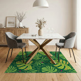 Boho Chic Vibrant Monstera Leaf Green Area Rug