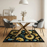 Golden Sunflowers Butterflies Area Rug