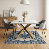 Traditional Persian Elegant Blue Floral Persian Medallion Rug