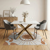 Terracotta Sunburst Geometric Area Rug