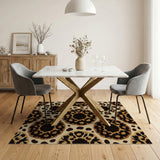 Leopard Floral Brown Tan Area Rug