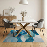 Coastal Beach Abstract Blue Teal Wave Area Rug