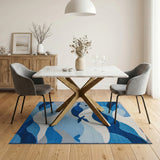 Abstract Whale Waves Blue Area Rug