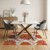 Burnt Orange Daisy Floral Area Rug