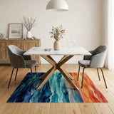 Sunset Over Teal Ocean Waves Area Rug