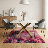 Dreamy Pink Peony Blossom Area Rug