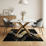 Luxe Gold Marble Wave Abstract Area Rug