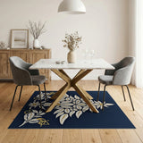 Navy Blue Gold Tree of Life Area Rug