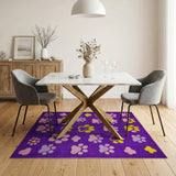 Playful Purple Paw Print Kids Area Rug