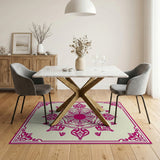 Traditional Persian Pink Pink Mandala Persian Area Rug