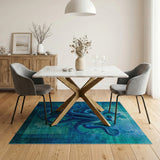 Majestic Teal Octopus Coastal Area Rug