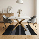 Black and White Modern Black White Striped Area Rug