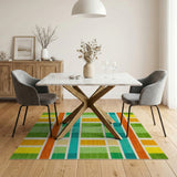 Multi-color and Patterns Geometric Modern Vibrant Multi-Color Geometric Grid Area Rug