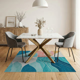 Multi-color and Patterns Sunset Waves Multi-Color Area Rug