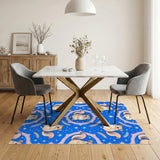 Whimsical Squirrel Rainbow Blue Kids Area Rug