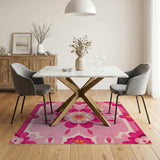 Vibrant Pink Floral Medallion Rug