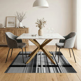 Geometric Modern Bold Black White Geometric Stripe Area Rug