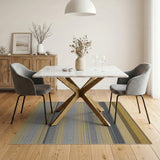 Gold Black Gray Striped Area Rug