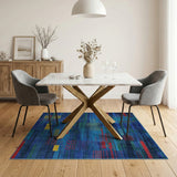 Blue and Teal Abstract Blue Teal Geometric Abstract Area Rug