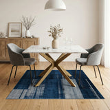 Navy Blue Geometric Abstract Blue and Teal Area Rug