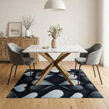 3D Black White Hearts Spades Geometric Rug