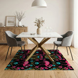 Vibrant Pink Flamingo Floral Area Rug