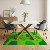 Vibrant Green Blob Abstract Shag Rug