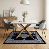 Traditional Persian Ornate Blue Persian Medallion Area Rug