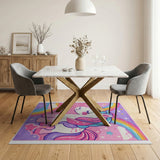 Multi-color and Patterns Whimsical Unicorn Rainbow Kids Area Rug