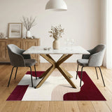 Red and Beige Organic Abstract Area Rug