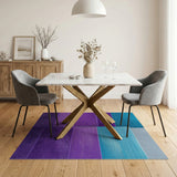 Layered Teal Purple Plush Area Rug