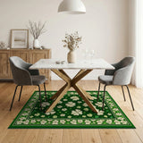 Floral Vintage Green Emerald Green Shamrock Clover Area Rug