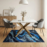 Tempest Swirl Abstract Blue Area Rug