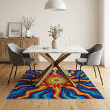 Psychedelic Sunburst Abstract Area Rug