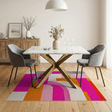 Vibrant Geometric Pink Orange Shag Area Rug