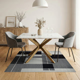 Stacked Blocks Geometric Black White Area Rug