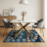Seashell Border Coastal Area Rug