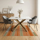 Terracotta Sage Striped Southwestern Rug