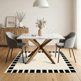 Geometric Modern Black Geometric Border Area Rug