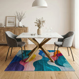 Multi-color and Patterns Vibrant Multi-Color Wave Abstract Area Rug