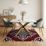 Elegant Red Damask Lace Area Rug