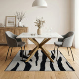 Black White Zebra Shag Area Rug