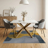 Modern Yellow Grey Geometric Area Rug