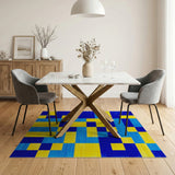 Geometric Modern Bold Blue Yellow Geometric Area Rug