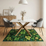 Floral Vintage Lush Green Shamrock Clover Area Rug